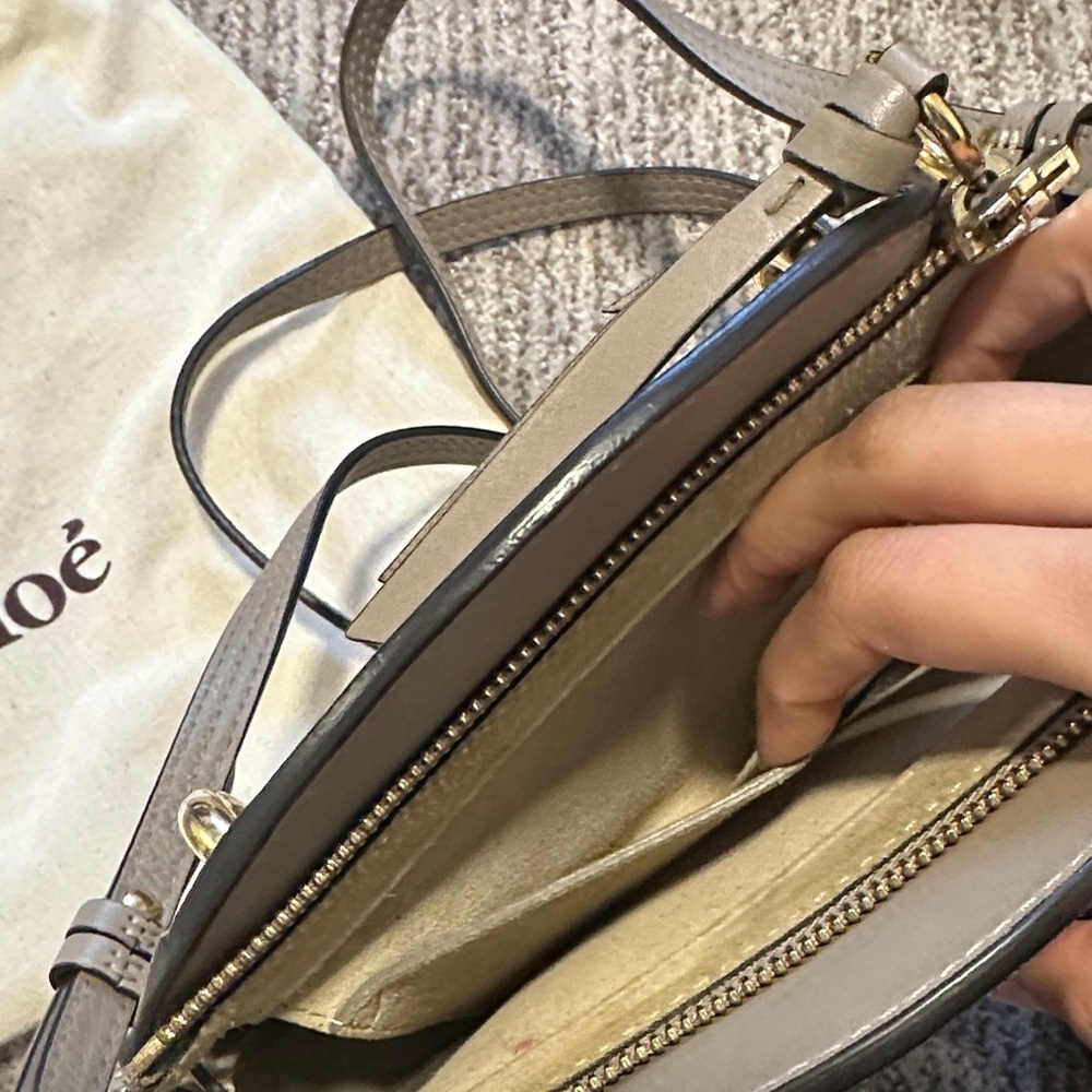 Chloe beige leather and suede pixie round Crossbody Bag - Picture 5 of 9